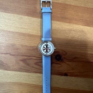 Tory Burch Blue Leather Strap Watch with Unique Dial